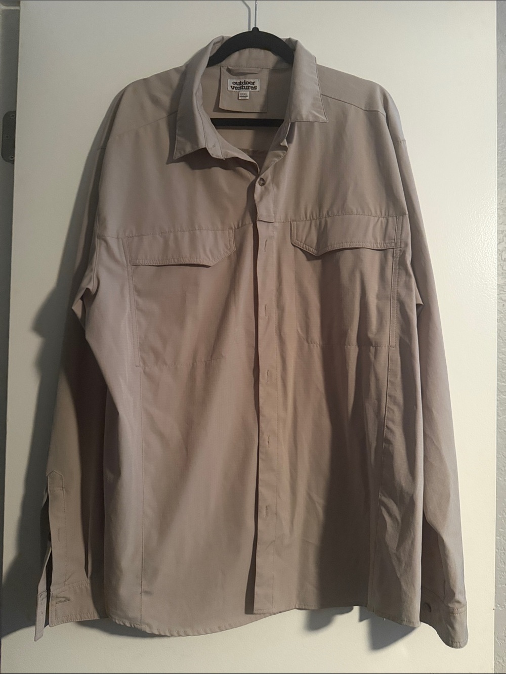 Outdoor Ventures Men’s size 3XL Beige Button up long sleeve vented fishing shirt